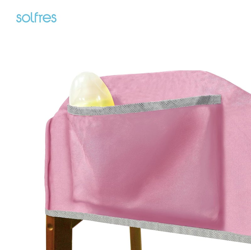 Solfres Dual-Belt Baby High Chair Cover, Upgrade Version, for Wooden or Restaurant High Chair, Sturdy and Robust Material, Waterproof Washable Stain and Slip Resistant, Pink - Image 5